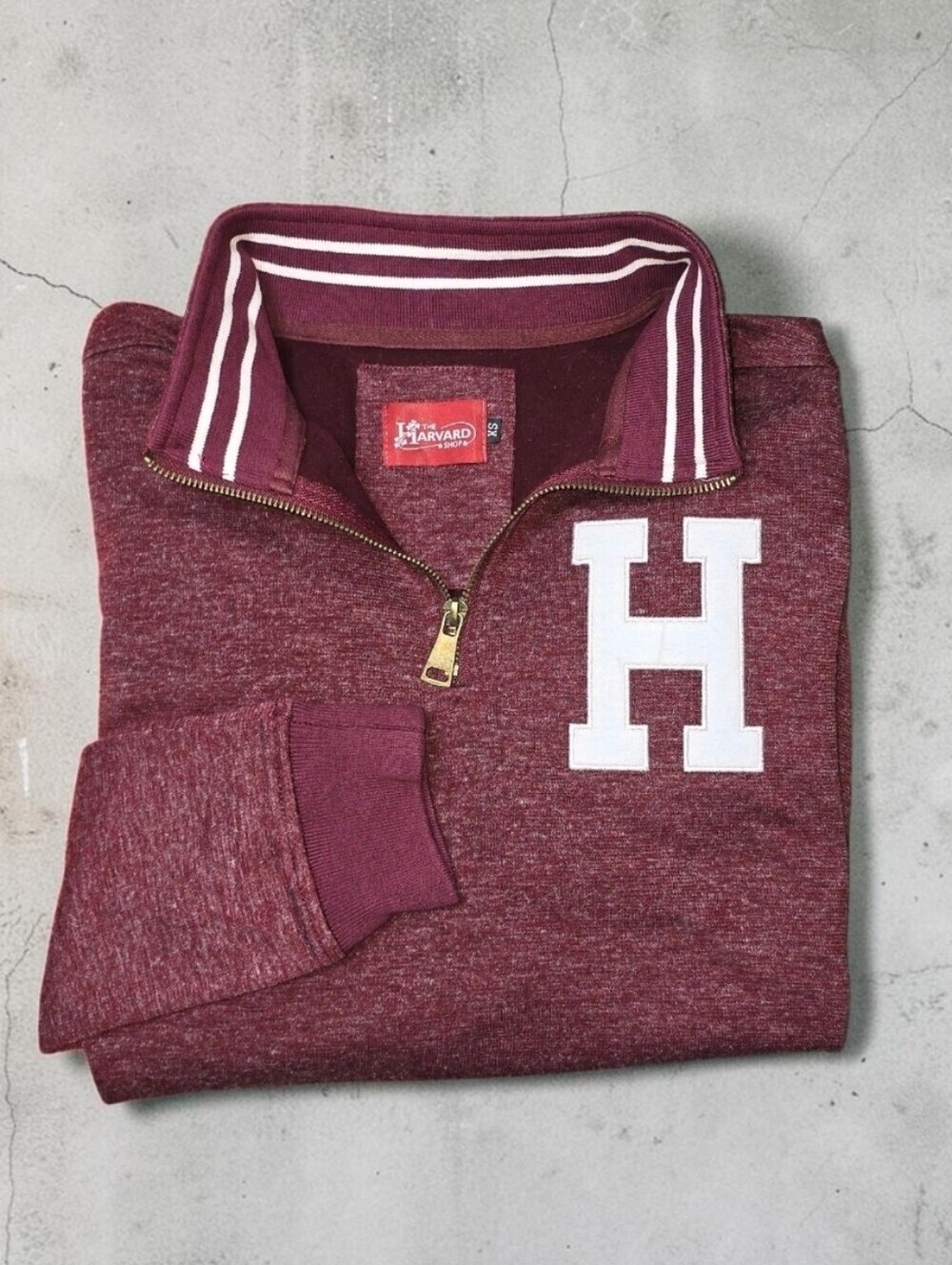Harvard University Collegiate Marroon Mock Neck Varsity Patch 1\4 Zip Pullover